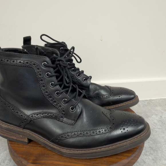 Moretti Black Leather Wingtip Boots - Picture 3 of 12